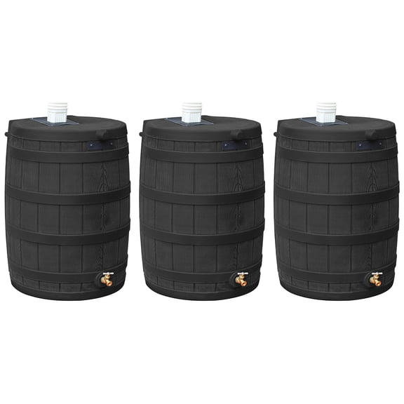 Good Ideas Rain Wizard 50 Gallon Plastic Barrel Water Collector, (3 Pack)
