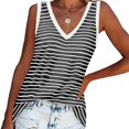 thumbnail image 5 of GigrtiJin Striped Tank Top for Women V Neck Sleeveless Tees Shirts Oversized Loose Vest Casual Trendy Going out Camisole, 5 of 7