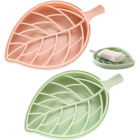 2 Pièces(Rose,Vert) Porte Savon Salle de Bain, Pratique Boite A Savon, Boite Savon Plastique, Porte-Savon Nettoyage Facile, Support Savon Solide pour la Maison, Cuisine, Voyage, Camping