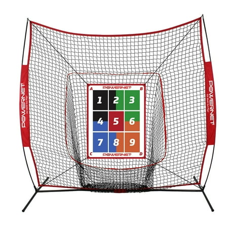 PowerNet Numbered Pitching Pad for Pitching Net Softball Baseball Strike Zone Target Training Travel Baseball Training Equipment (Pad + 7x7 FT Net)