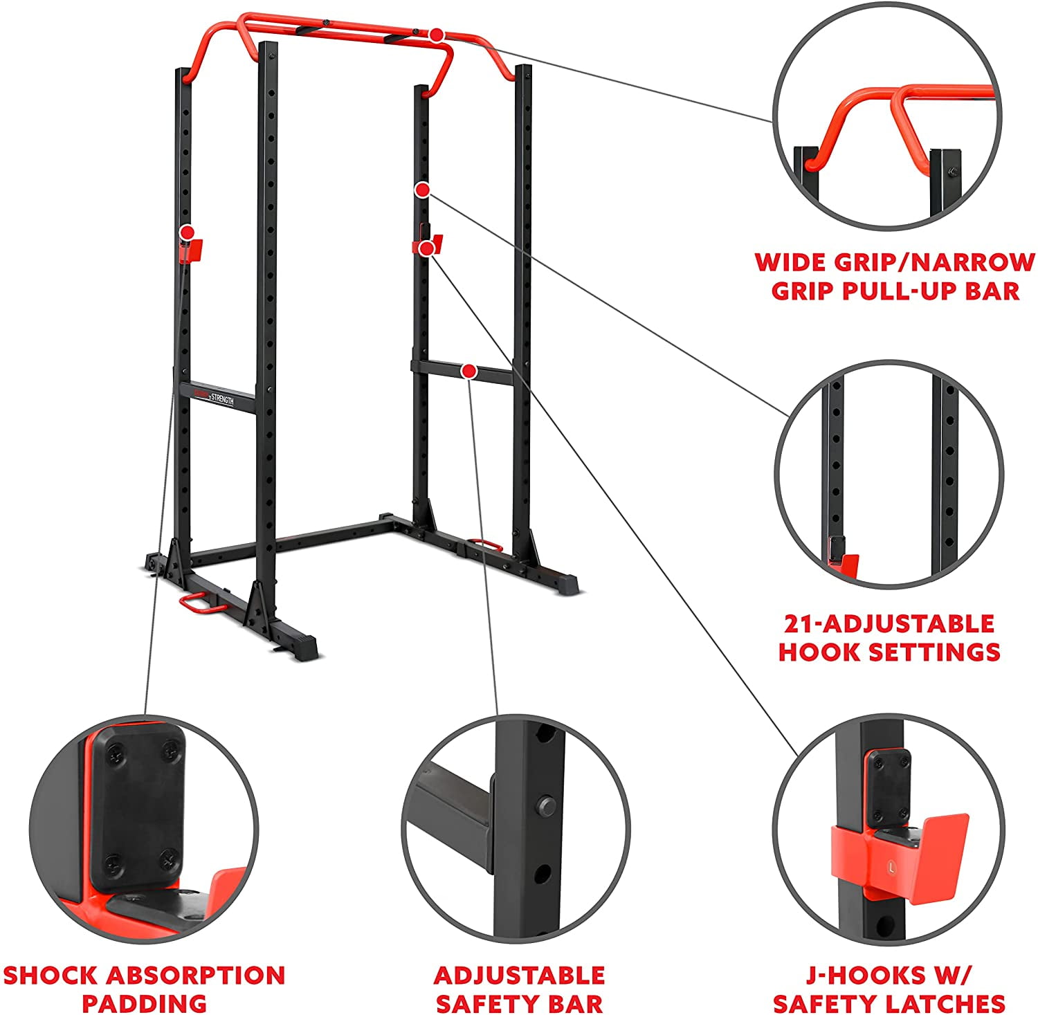 Sunny Health & Fitness 1000LB Capacity Multi-Function Adjustable Weight Cage Power Rack