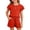 00-Red6, variant on Girl's Outfits Casual Solid Flounce Sleeve Henley T Shirt Shorts Set, Sizes 5-14