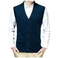 thumbnail image 1 of Gilet en Laine Mélangée Col en V Sans Col Boutonné Sans Manches pour Automne Hiver Tenue Décontractée, 1 of 5