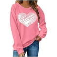 thumbnail image 3 of Valentine's Sweatshirt for Women 2026 Love Heart Graphic Pullover Crewneck Long Sleeve Tops Valentines Sweatshirt Hot Pink L, 3 of 5