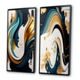 thumbnail image 3 of Designart "Abstract Fusion in Blue and Gold II" Abstract Framed Wall Art Set Of 2 - Blue Abstract Gallery Wall Frame Set For Home Decor, 3 of 6