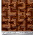 thumbnail image 1 of Soimoi Orange Heavy Satin Fabric Square & Spiral Geometric Print Fabric by the Yard 54 Inch Wide, 1 of 3