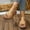 Khaki, variant on HAOTAGS Slippers for Women Flat Hollow Vintage Casual Slip On Sandals Brown Size 6