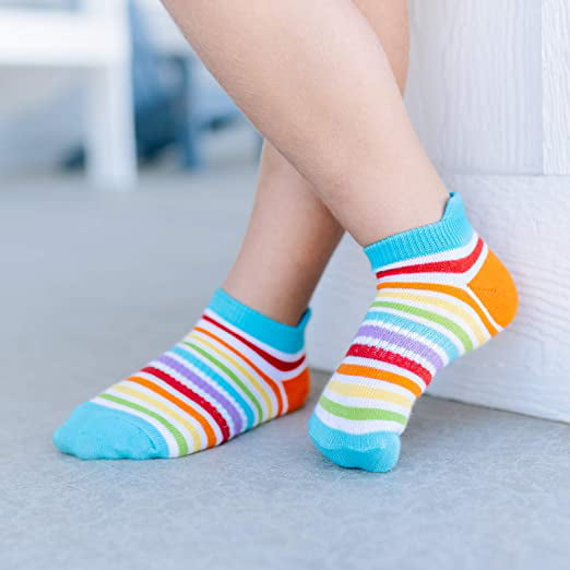 Jefferies Socks Girls Socks, 6 Pack Rainbow Pattern Sport Low Cut Cotton  Ankle Tab Back Athletic Socks (Little Girls & Big Girls) 
