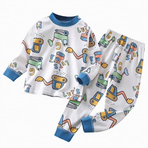 UAYOTSE Children Thermal Underwear Set Made of Pure Cotton Boys Clothes 2 Pcs Pajamas Sleepwear Organic Baby Girls Baby Pajamas Long Sleeved Home Clothes Trendy,Sizes 4-5 Years