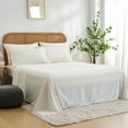 thumbnail image 4 of Davulos 7 Pieces Queen Comforter Set,Soft Striped Pattern Bed in a Bag Queen Size, All Season Bedding Set with Comforter, Flat Sheet, Fitted Sheet, Pillowcases & Shams,White, 4 of 7