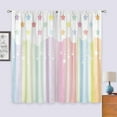 thumbnail image 3 of Kids Rainbow Curtains 42Wx63H Inch Rod Pocket Cartoon Cute Lovely Clouds Stars Colorful Stripes for Baby Girls Children Nursery Toddler Classroom Playroom Bedroom Window Drapes Fabric 2 Panels, 3 of 4