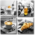 thumbnail image 2 of Food Canvas Wall Art Kitchen Decor Modern Black and White Coffee Canvas Painting Breakfast with Drink Framed Artwork Bakery Dining Room Coffee Cafe Wall Decor 12x12 4 Pieces Set, 2 of 6
