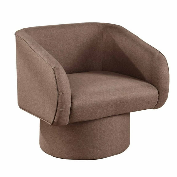 Tim 30 Inch Fabric Upholstered Accent Chair, 360 Swivel Seat, Brown- Saltoro Sherpi