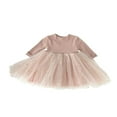 thumbnail image 1 of Nouveau-né Bébé Filles Robe de Bal Robe à Manches Longues Tulle Paillettes Épissées Maille Robe de Soleil, 1 of 6