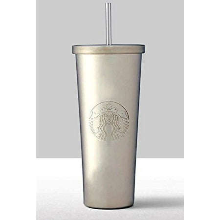 Starbucks Siren Silver Stainless Steel Cold Cup Tumbler with Straw, 24