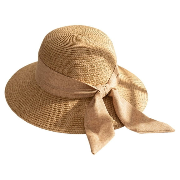 Summer Women's Sun Hat Stylish Wide Brim, Bow Design, Fisherman Style, for Vacation & Outdoor, One Size, Breathable