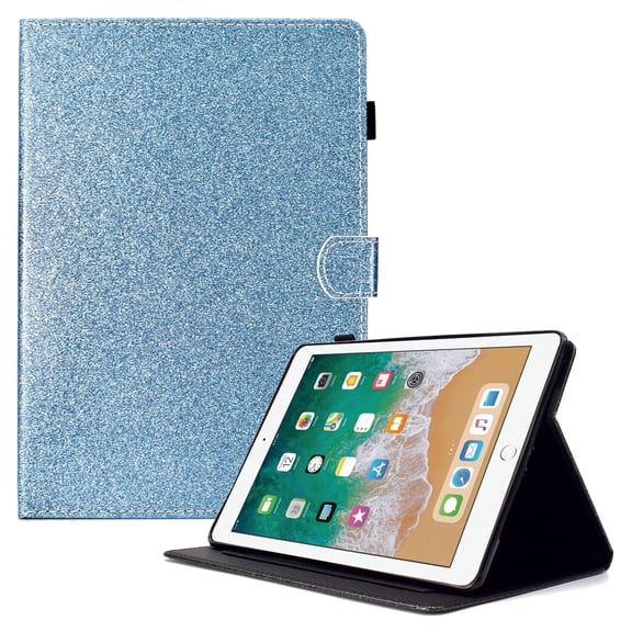 New iPad Pro 11 Inch Case 2018 Released, Allytech PU Leather Glitter Sparke Slim Fit Folio Stand Auto Sleep Wake [Pencil Holder] Protective Cards Holder Wallet Case for Apple iPad Pro 11 Inch, Blue