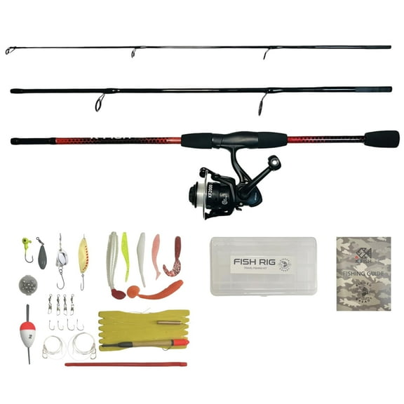 Rigged and Ready K-Fish Fishing Rod and Reel Combo Set with Line, Lures & Accessories Angling Guide. 6ft Fish Pole Combination Saltwater freshwater (K-Fish Combination)
