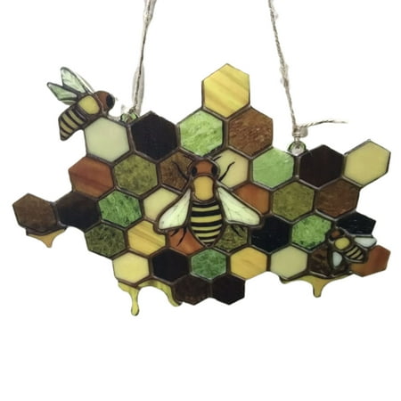 

Prosgs Hanging Pendant Honeycomb Pattern Bee Design Plexiglass Landscaping Hanging Suncatcher for Home