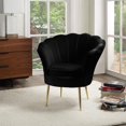 thumbnail image 5 of Angelina Black Velvet Scalloped Back Barrel Accent Chair with Metal Legs, 5 of 7