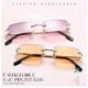 thumbnail image 2 of Rimless Rectangle Sunglasses Frameless Square Glasses Vintage Transparent Eyewear Women Men, 2 of 5