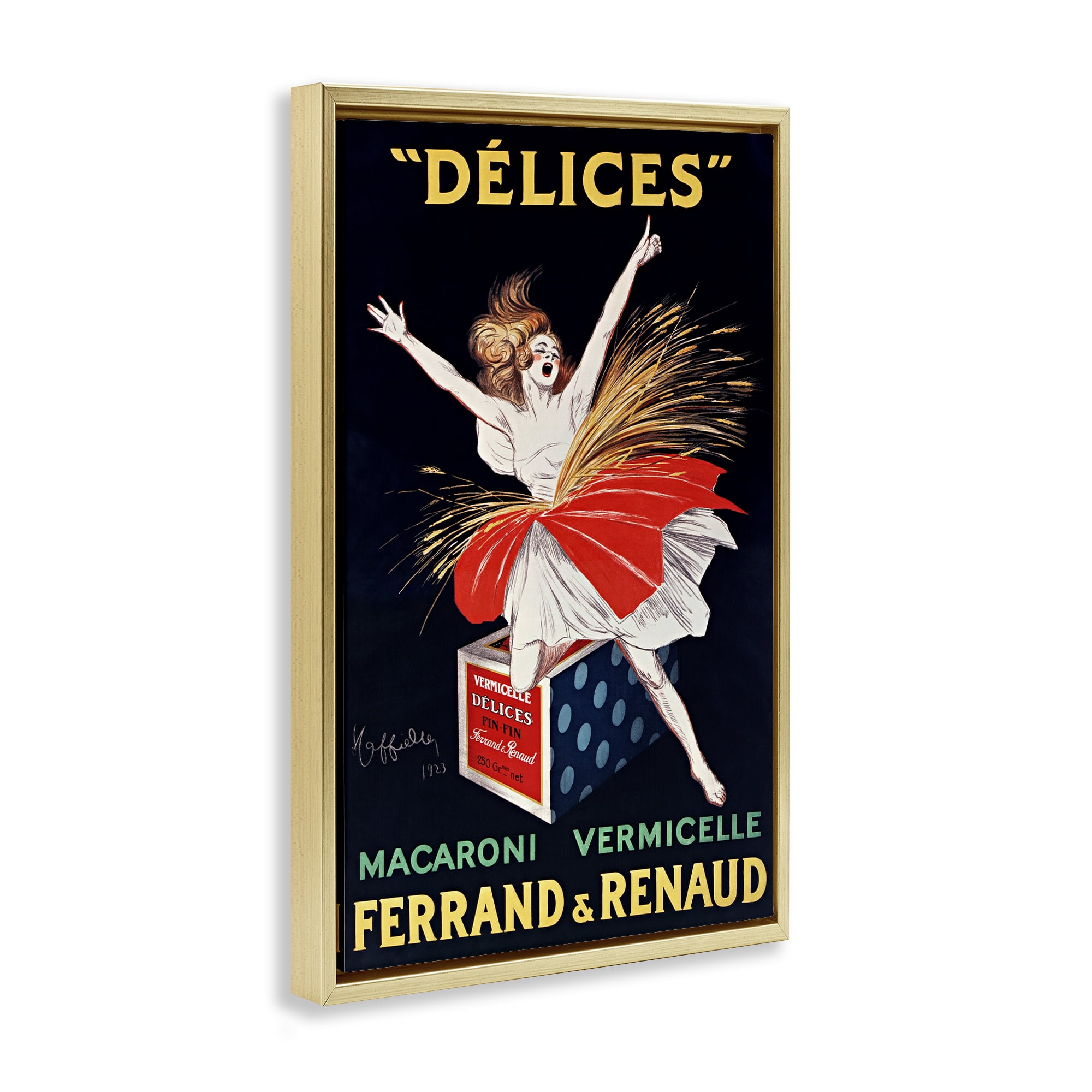 Stupell Industries Vintage Dancer Food Advertisement Gold Framed Floater Canvas Wall Art, design by Leonetto Cappiello