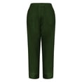 thumbnail image 5 of Lumtrix Linen Pants Women Petite Straight Leg Summer Beach Cotton Linen Wide Leg Lounge Pants High Waisted Casual Plus Size Trousers Dark Green 3XL, 5 of 7
