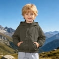 thumbnail image 4 of Y-Sunset Unisex Kids Solid Hooded Windbreaker Jacket, Wind Resistant Casual Coat for School, Park, Travel & Cool Spring Fall Outdoor Wear(Army Green/3-4 Years), 4 of 7