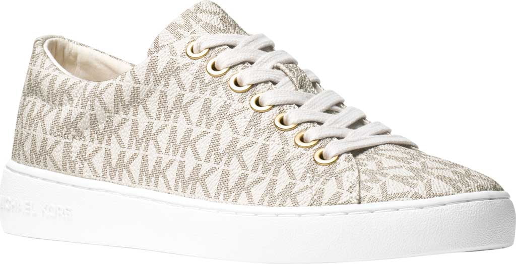 Women's MICHAEL Michael Kors Keaton Lace Up Sneaker Vanilla MK  Signature/Nappa Leather  M 