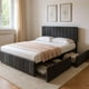 thumbnail image 1 of Zocalo Base de Cama  Queen Size | Cama con Almacenamiento, Respaldo Ajustable y 4 Cajones-Gris oscuro, 1 of 7