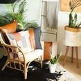 thumbnail image 5 of White and Brown Strap Faux Leather Throw Pillow, 5 of 5