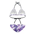 thumbnail image 3 of COEQINE Women's Allover Print Bikini Sets Adjustable Cheeky Spaghetti Strap Bathing Suits Violet White Camouflage V Neck Sexy 2 Piece Beachwear for Tanning Salons, L, 3 of 7