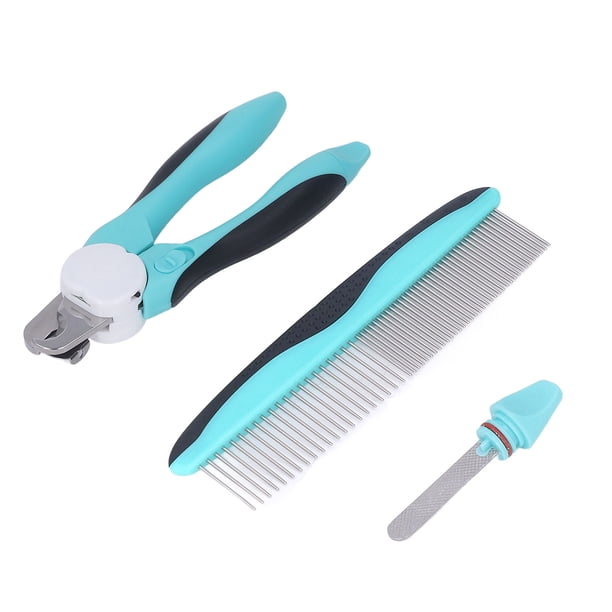 Cortauñas para mascotas, seguro, ergonómico, profesional, LED, recortador de garras para mascotas, Kit de peine para el pelo con lima para perros y gatos
