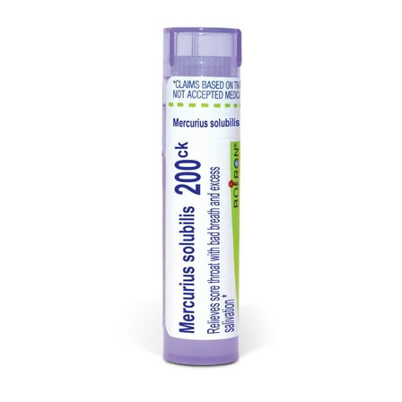 Boiron Mercurius Solubilis 200CK, Homeopathic Medicine for Sore Throat With Bad Breath And Excess Salivation, 80 Pellets