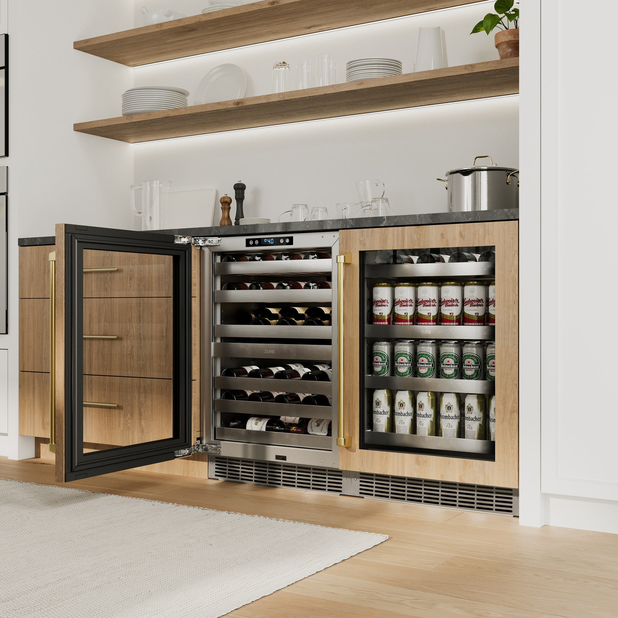 Zline Rbspoz-24-G 24" Wide 8 Bottle Capacity Or 151 Can Capacity Panel Ready Wine And