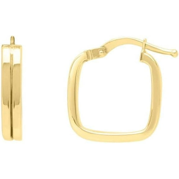 Floreo 14k Yellow Gold 16mm Double Square Tube Hoop Earrings