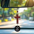 thumbnail image 2 of Car Rearview Cross Hanging Ornament, Christian Christian Gift Cross Charm Rear View Mirror Hanging Pendant Bible Verse I Am With You Always For Car In, 2 of 5