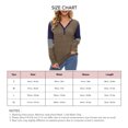 thumbnail image 4 of Blusa de patchwork de manga larga con escote en V, botones y rayas - Blusa informal marrón para mujer para otoño/invierno, talla M, 4 of 5
