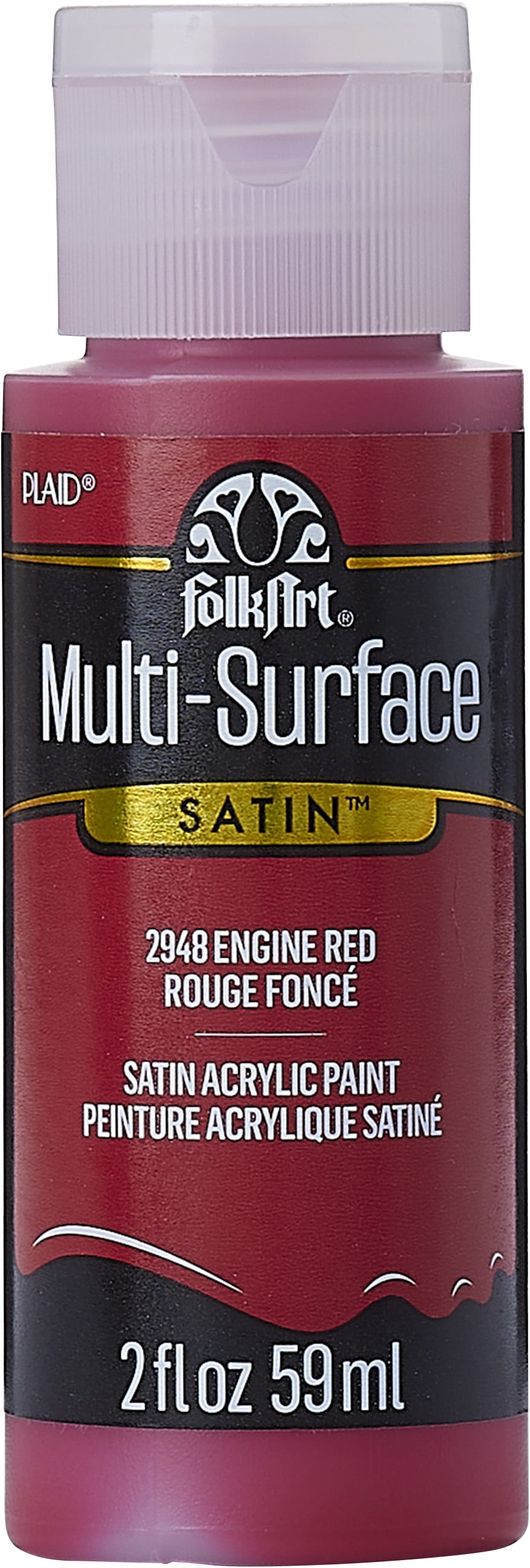 Plaid 2948 2 oz Multi-Surface Satin Acrylic Paint  Engine Red - pack of 3