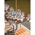 thumbnail image 2 of Outdoor Tablecloth with Umbrella Hole for Patio/Picnic/Party/Camping, Brown Boho Waterproof Table Cloth Square Cover Washable, Vintage Classic Bohemia Flower Textured (60"x 60"), 2 of 8