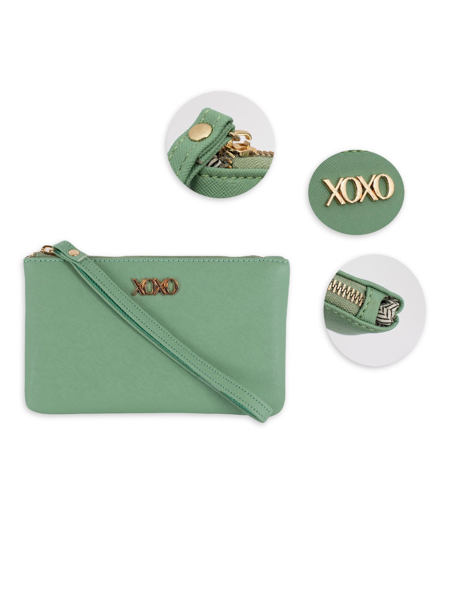  XOXO Wristlet Wallet for Women - Double Zip Vegan Leather Wallet  - Large Capacity Travel Clutch with Card Holders, 2 Cash Pockets and Phone  Slot - Ideal Gift for Her 