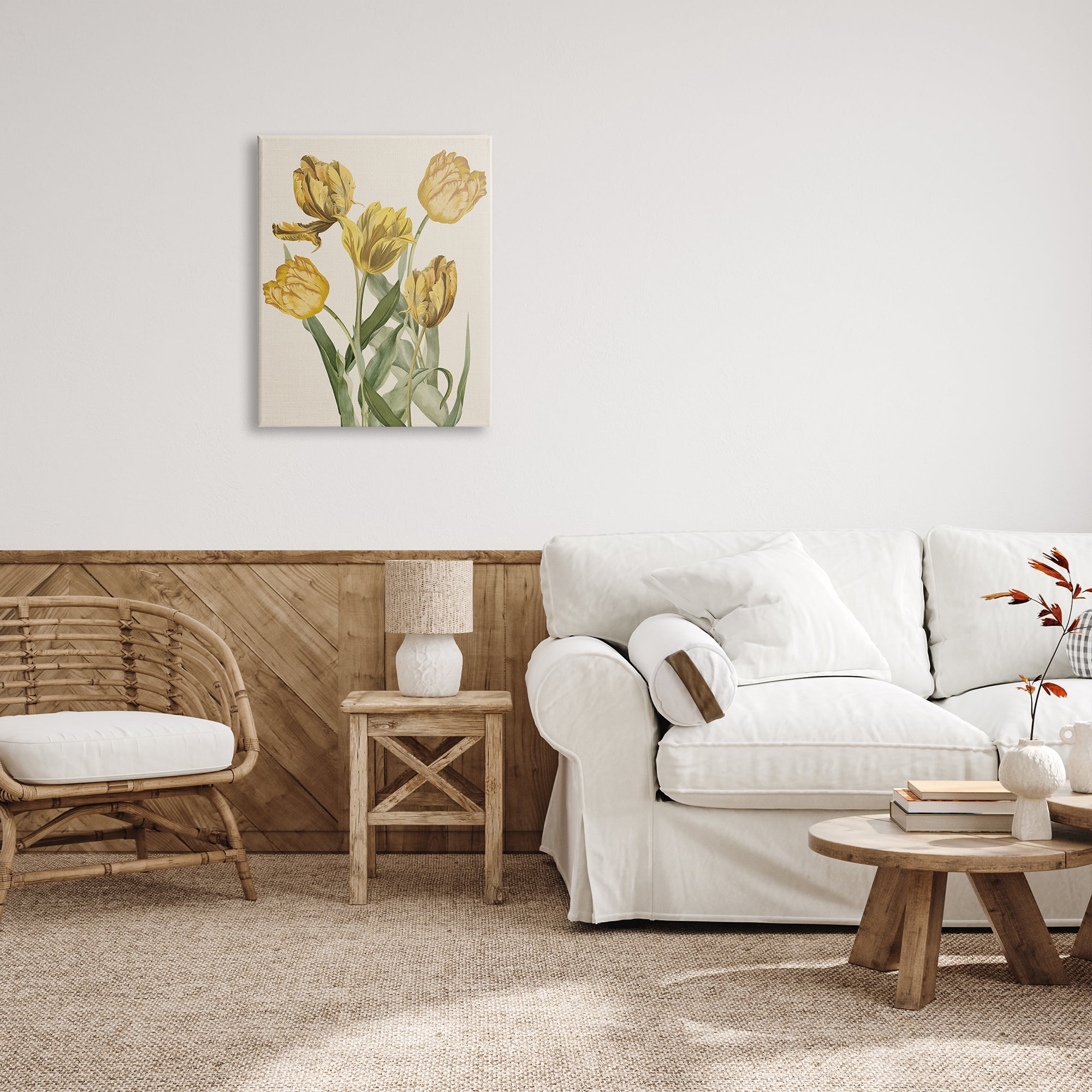 Stupell Industries Antique Yellow Tulips Botanical & Floral Painting Gallery Wrapped Canvas Art Print Wall Art, 24 x 30