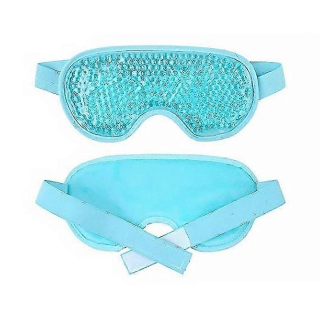Mascarilla refrescante para ojos con perlas de gel: mascarilla de gel reutilizable para ojos para ojeras, ojos hinchados, ojos secos, dolores de cabeza, migrañas y sinusitis (1 unidad, verde)