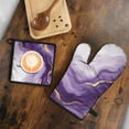 thumbnail image 5 of Purple and Gold Marble Texture Kitchen Oven Mitt and Pot Holder Sets 2 Pcs for Baking, Cooking and Grilling, Heat Resistant Up To 392 °F, 5 of 7