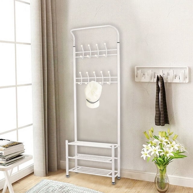 Arbre de Hall avec Rangement Multi-Niveaux, Fer de Haute Qualité Gain de Place, pour un Design Polyvalent dans Votre Salon Ou Entrée