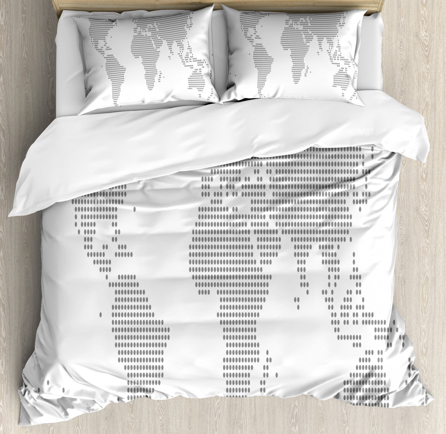 Map King Size Duvet Cover Set, World Map with Graphic Dots Pixelated ...