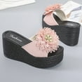 thumbnail image 5 of OAVQHLG3B Dress Sandals for Women Sandals Women Casual Peep Toe High Chunky Wedge Heels Shoes Exquisite Flowers Slippers, 5 of 7