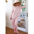 thumbnail image 3 of Chic Pink Stripe Two-Piece Outfit for Women – Casual Drop Shoulder Top with Straight Pants, L, 3 of 12