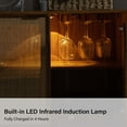 thumbnail image 6 of Tina's Home Modern Rattan Buffet Sideboard with 4 Doors, Bar Cabinet with LED Light and 4 Adjustable Shelves Walnut, 6 of 10