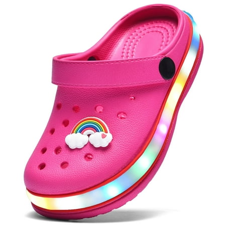 Kids  Clogs LED Garden Shoes Boys Girls Mules Light up Sandals Slip on Lightweight Non-slip